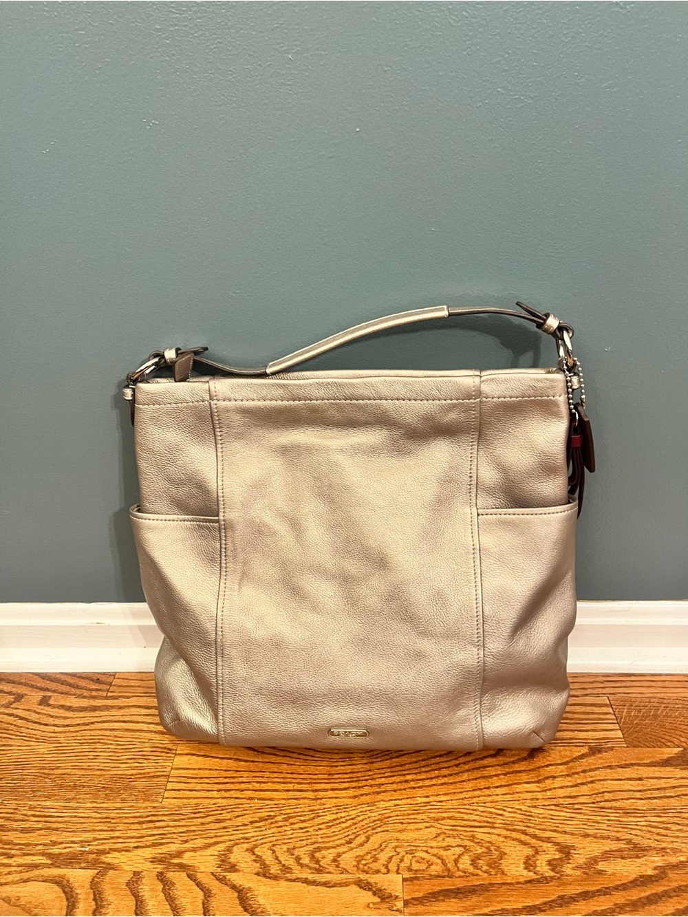 Coach Leather Hobo Bag Silver F1473-F31323